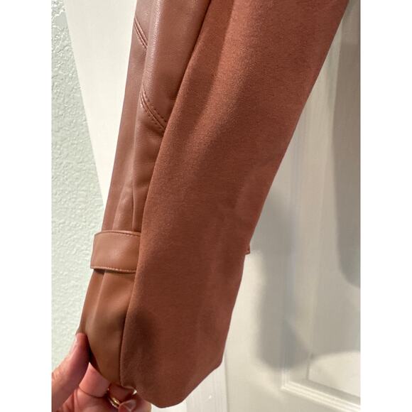 Ookie & Lala Drape Moto Faux Ponte Jacket in Luggage Color Size XL - Picture 7 of 9